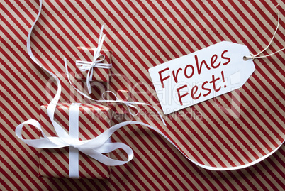 Two Gifts With Label, Frohes Fest Means Merry Christmas
