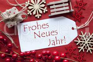 Label WIth Christmas Decoration, Neues Jahr Means Happy New Year