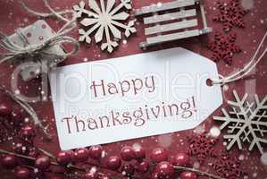 Nostalgic Christmas Decoration, Label With Text Happy Thanksgiving
