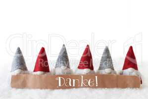 Gnomes, White Background, Danke Means Thank You