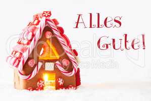 Gingerbread House, White Background, Alles Gute Means Best Wishes