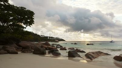 Time lapse of dramatic coastline at Anse Lazio, Seychelles