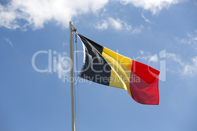 National flag of Belgium on a flagpole