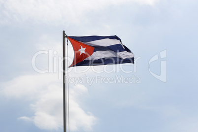 National flag of Cuba on a flagpole