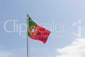 National flag of Portugal on a flagpole