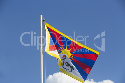 National flag of Tibet on a flagpole