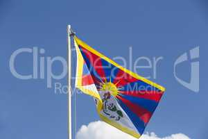 National flag of Tibet on a flagpole