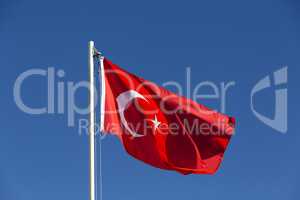 National flag of Turkey on a flagpole