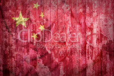 Grunge style of China flag on a brick wall