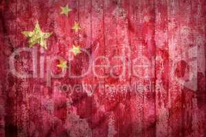 Grunge style of China flag on a brick wall