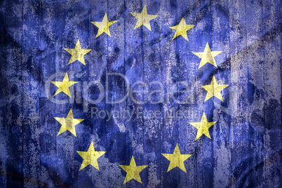 Grunge style of European Union flag on a brick wall
