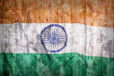Grunge style of India flag on a brick wall