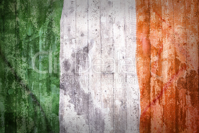 Grunge style of Ireland flag on a brick wall