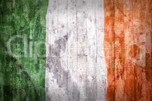 Grunge style of Ireland flag on a brick wall