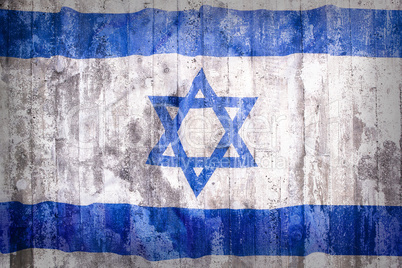 Grunge style of Israel flag on a brick wall