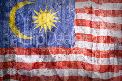 Grunge style of Malaysia flag on a brick wall