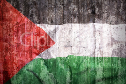 Grunge style of Palestine flag on a brick wall