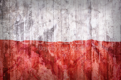 Grunge style of Poland flag on a brick wall