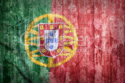 Grunge style of Portugal flag on a brick wall