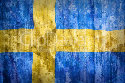 Grunge style of Sweden flag on a brick wall