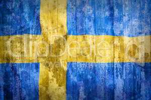 Grunge style of Sweden flag on a brick wall