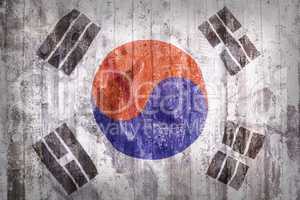 Grunge style of South Korea flag on a brick wall