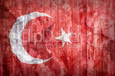 Grunge style of Turkey flag on a brick wall
