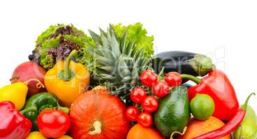 fruits and vegetables isolated on white background