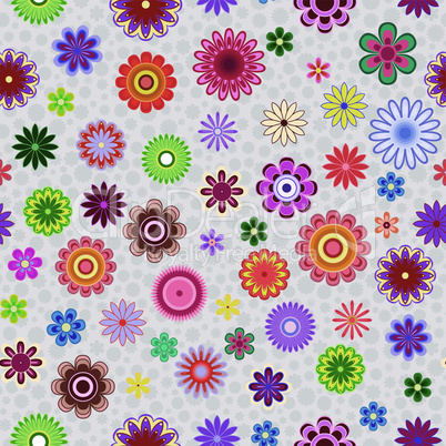 Seamless pattern with flowers over greyish background
