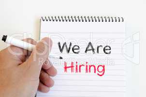 We are hiring text concept on notebook