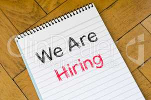We are hiring text concept on notebook
