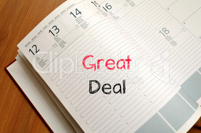 Great deal text concept on notebook