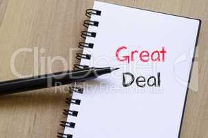 Great deal text concept on notebook
