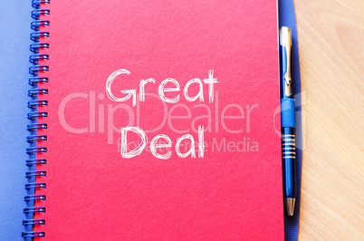 Great deal text concept on notebook