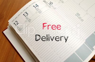 Free delivery text concept on notebook