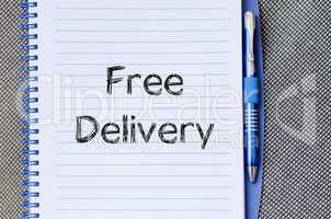 Free delivery text concept on notebook