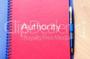 Authority text concept on notebook