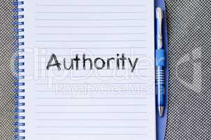 Authority text concept on notebook