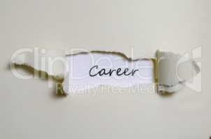The word career appearing behind torn paper