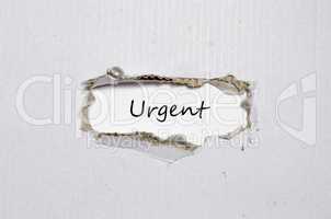 The word urgent appearing behind torn paper