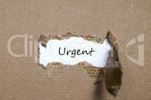 The word urgent appearing behind torn paper