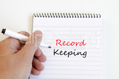 Record keeping text concept