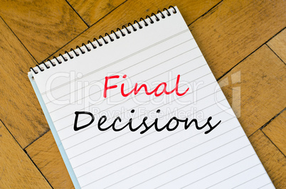 Final decisions text concept