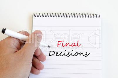 Final decisions text concept