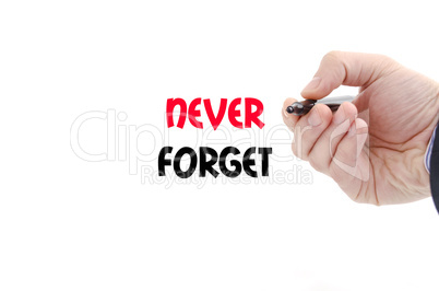 Never forget text concept