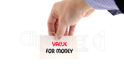 Value for money text concept