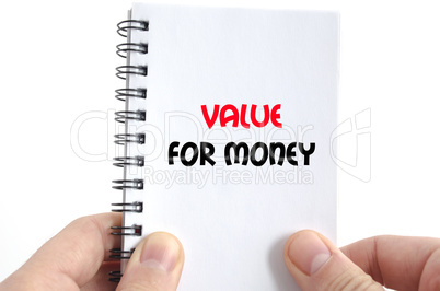 Value for money text concept