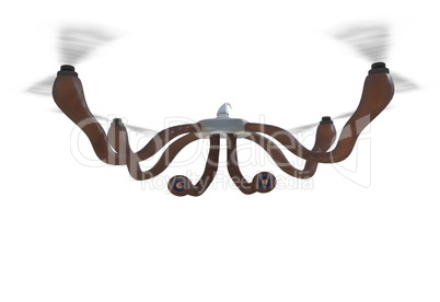 Futuristic dron with eyes and tentacles concept. 3d illustration