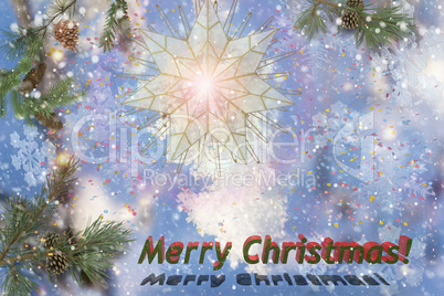 Christmas landscape with a congratulatory inscription.