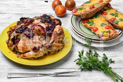 Roasted whole chicken